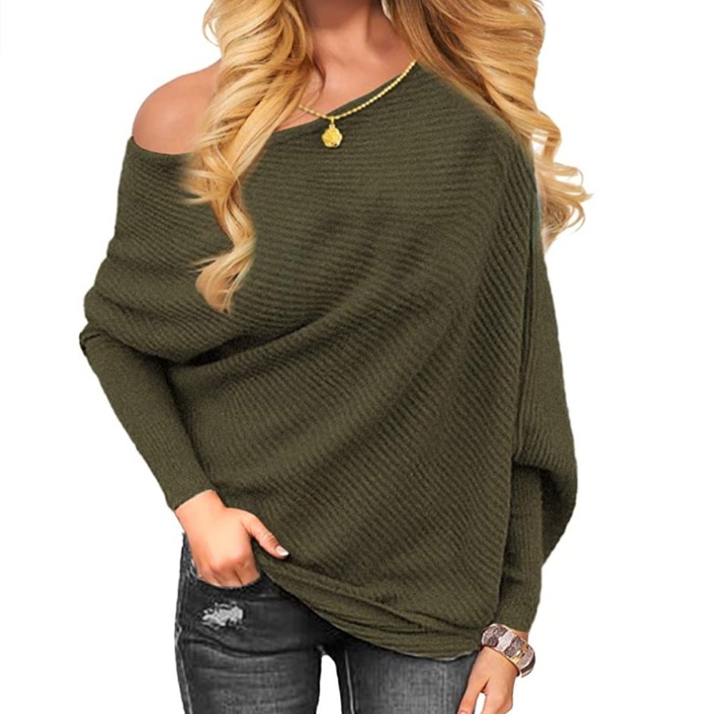 Off Shoulder Knit Jumper Long Sleeve